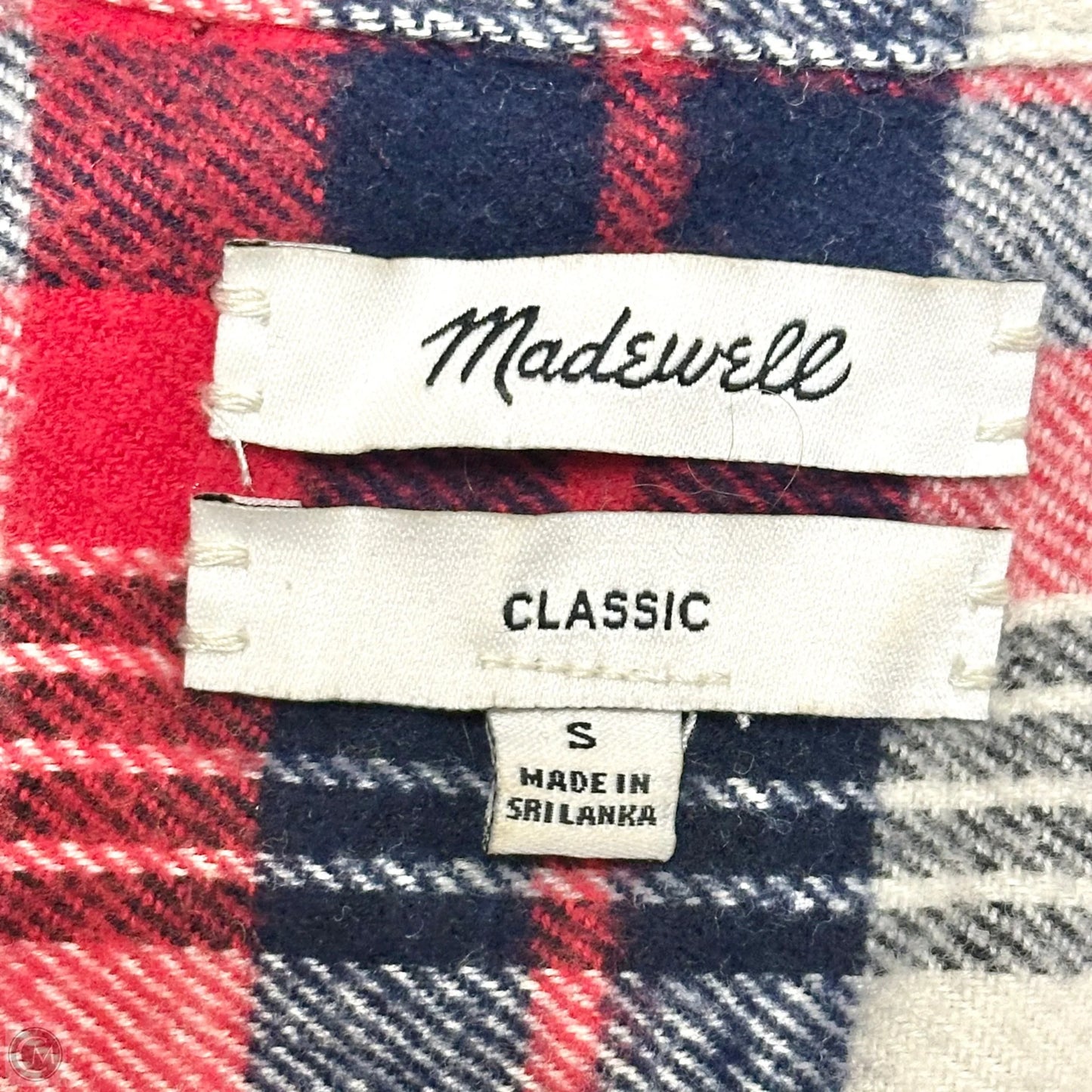 Top Long Sleeve By Madewell In Blue & Cream, Size: S