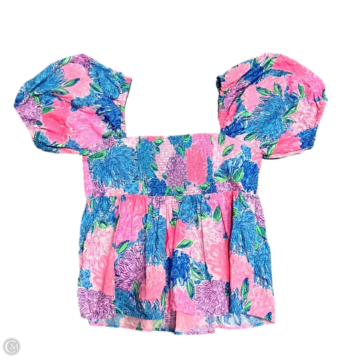 Top Short Sleeve By Lilly Pulitzer In Blue & Pink, Size: M