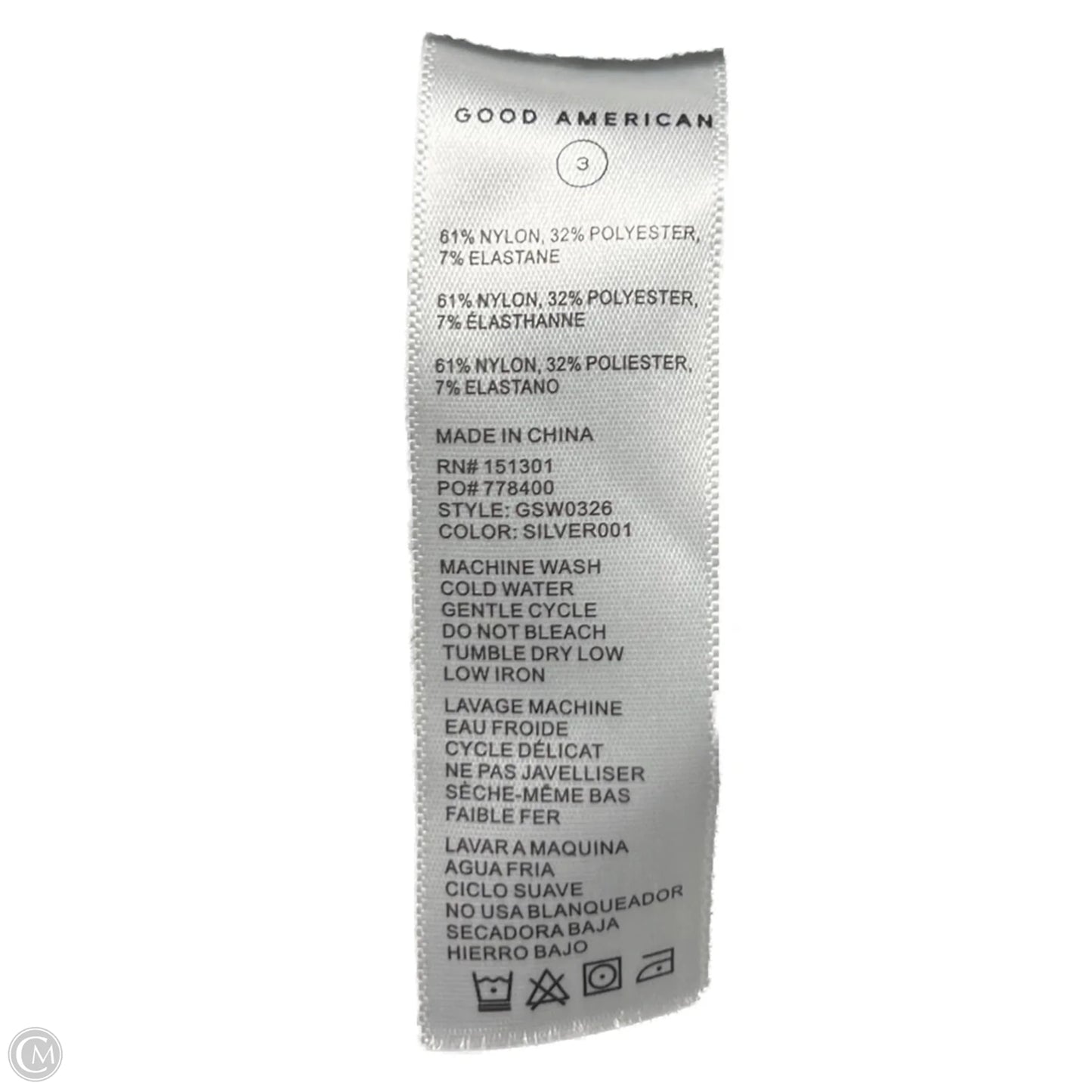 Top Long Sleeve By Good American In Silver, Size: M