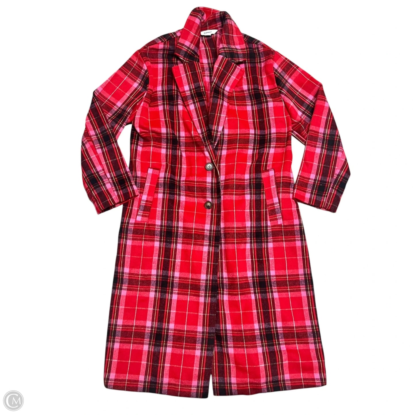 Coat Peacoat By Old Navy In Plaid Pattern, Size: L