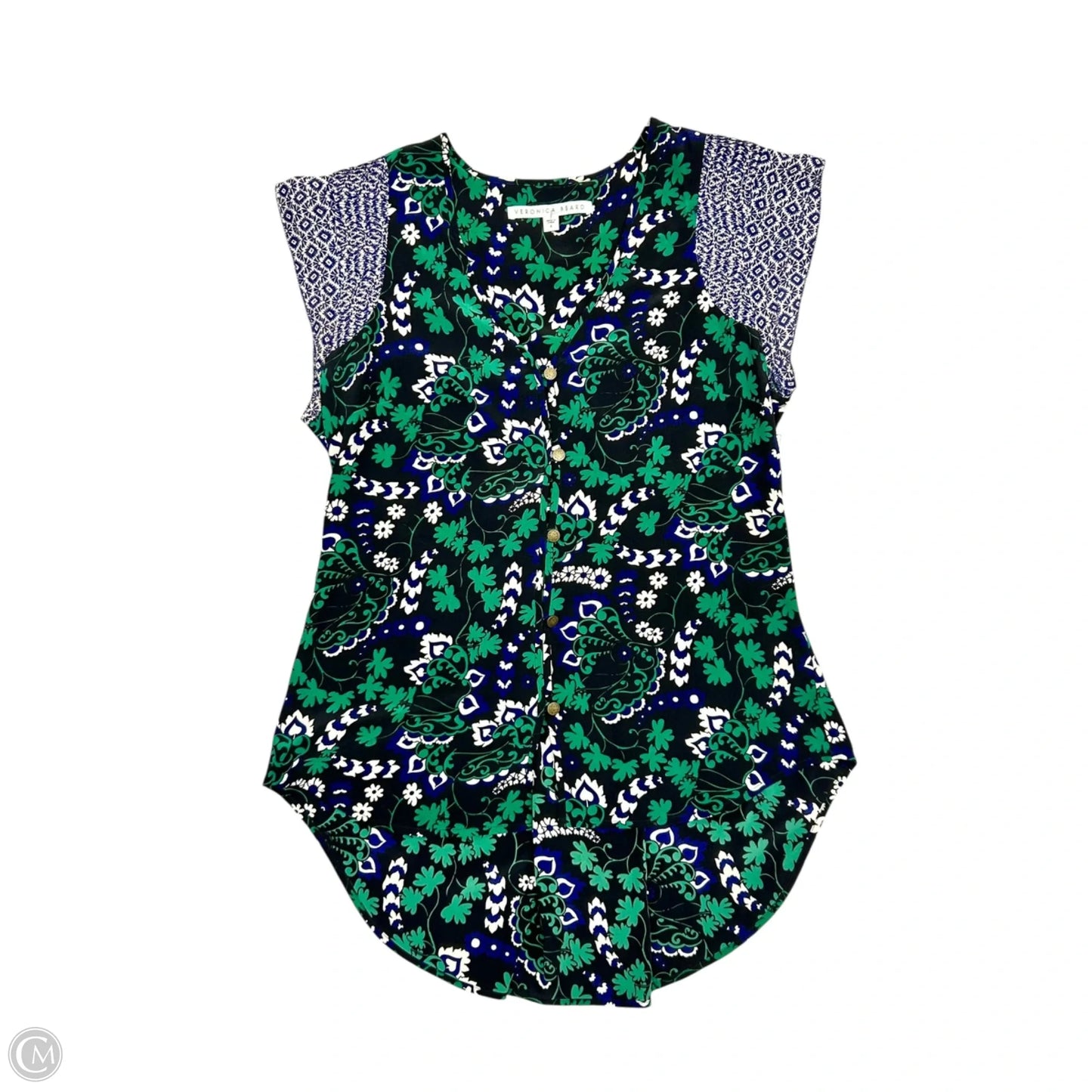 Top Sleeveless By Veronica Beard In Blue & Green, Size: S