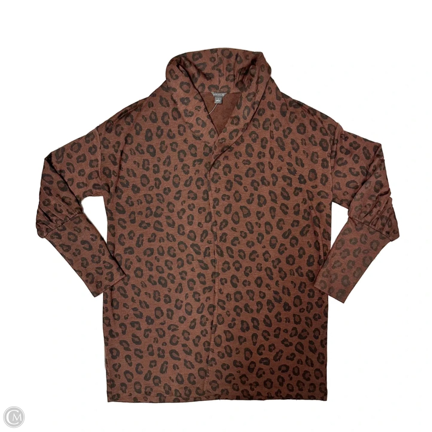 Sweater Cardigan By Ann Taylor In Leopard Print, Size: M