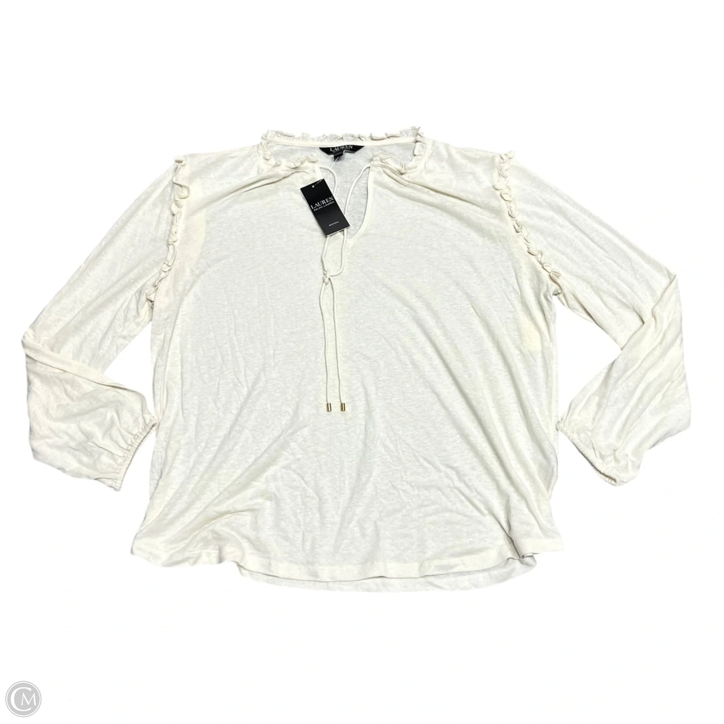 Top Long Sleeve By Lauren By Ralph Lauren In Cream, Size: 1x