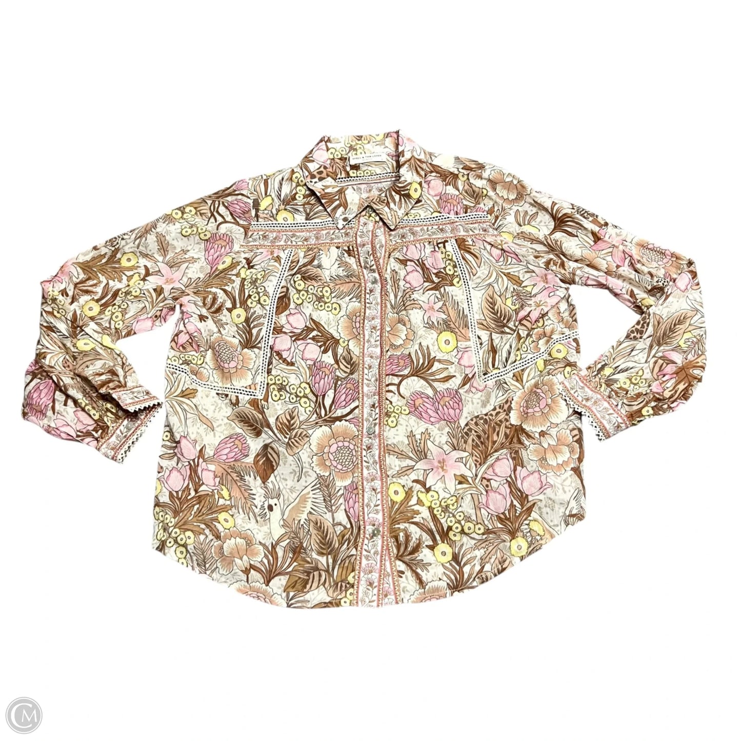 Top Long Sleeve By Spel And The Gypsy In Cream & Pink, Size: S