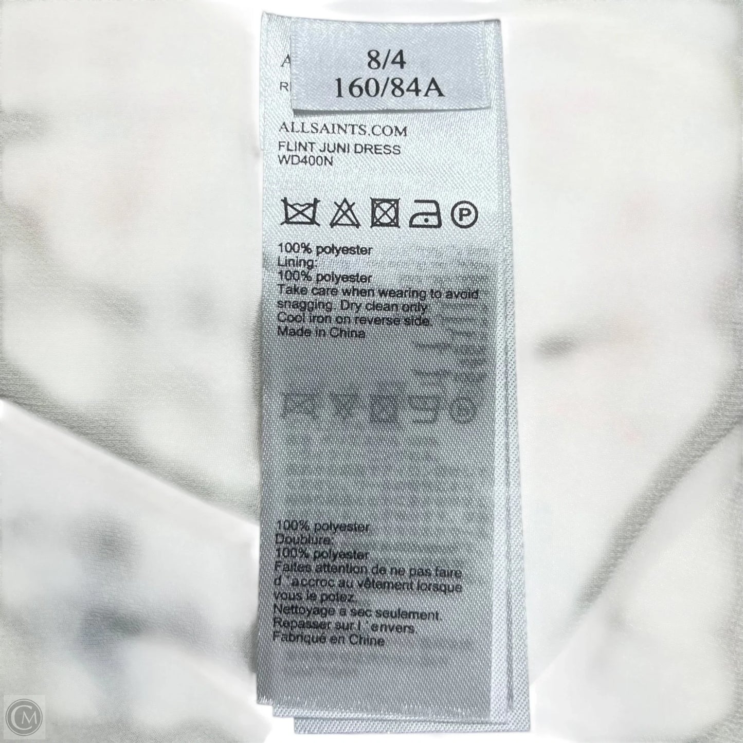 Dress Designer By All Saints In Cream & Pink, Size: S