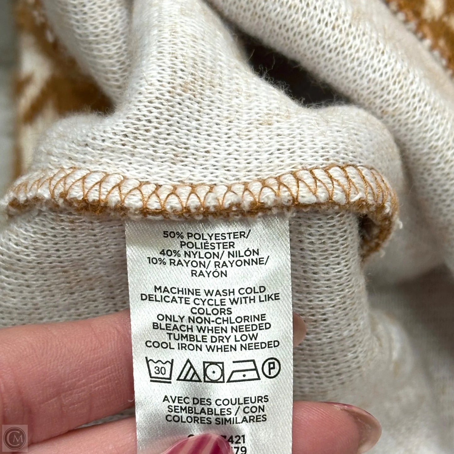 Sweater By Ann Taylor In Tan & White, Size: S