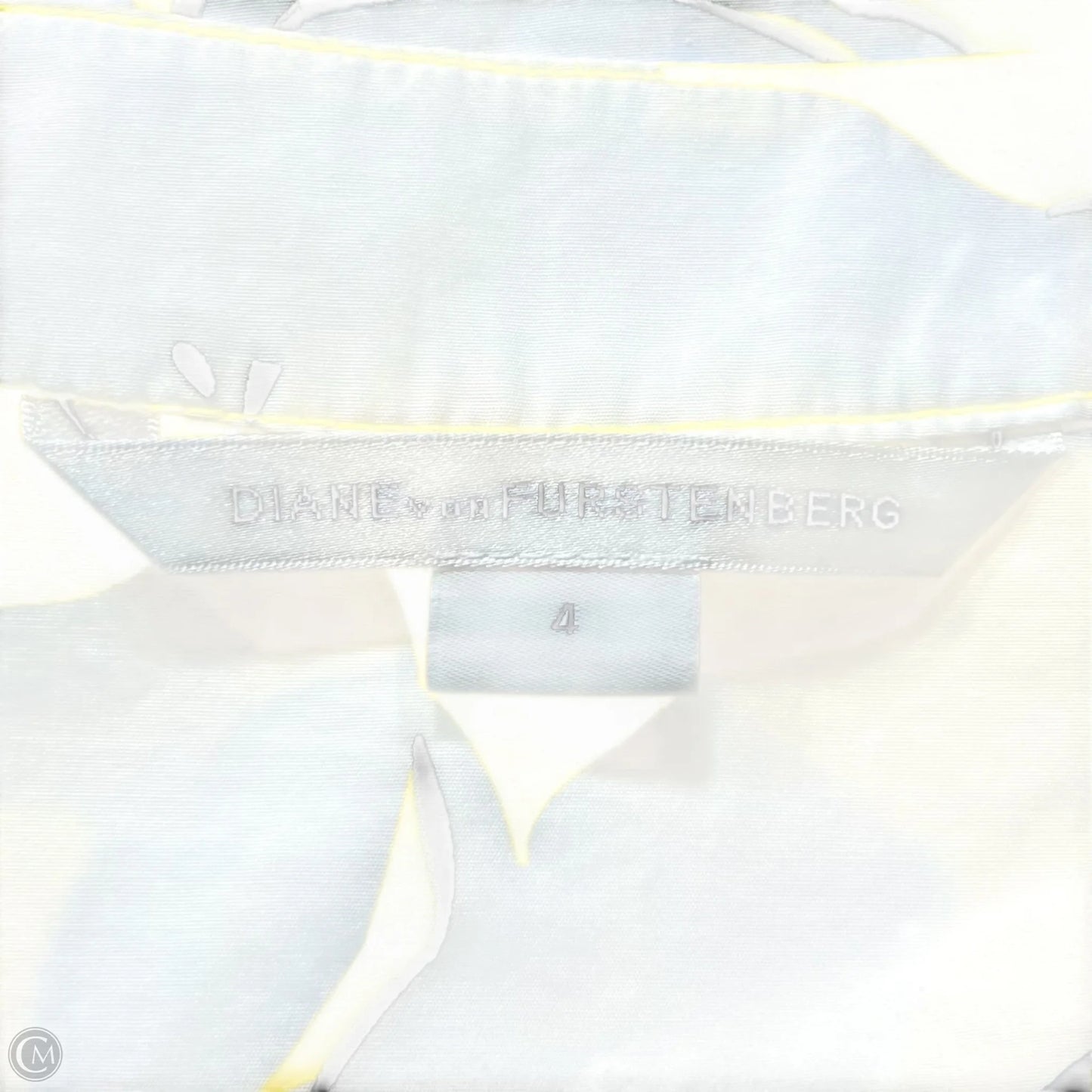 Top 3/4 Sleeve Designer By Diane Von Furstenberg In White & Yellow, Size: S
