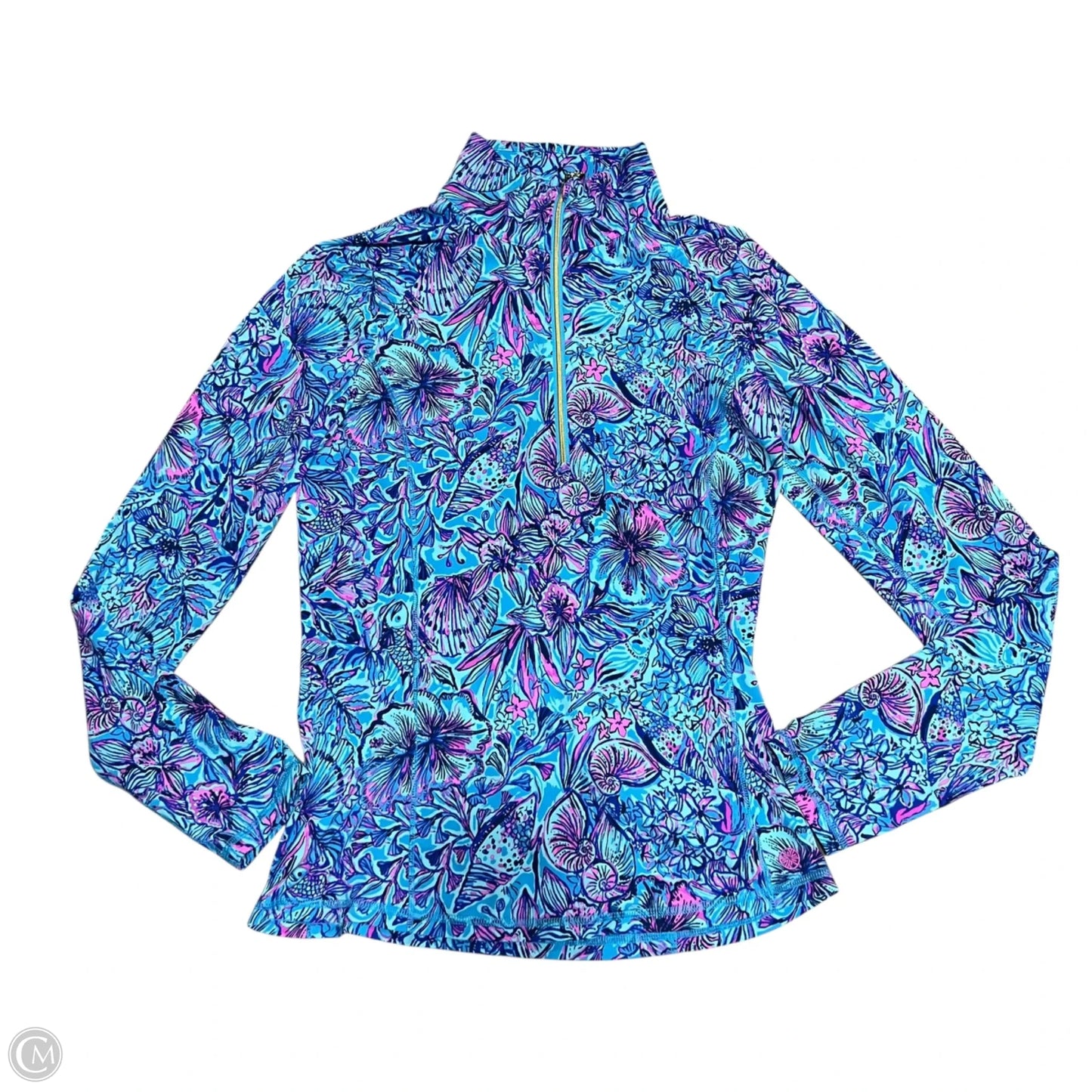 Top Long Sleeve Designer By Lilly Pulitzer In Blue & Pink, Size: M