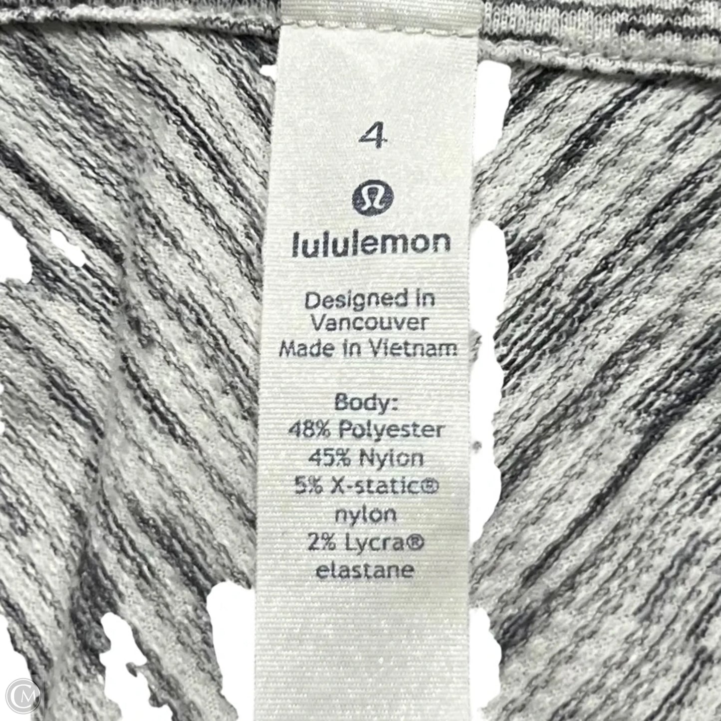 Athletic Top Short Sleeve By Lululemon In Grey & White, Size: S