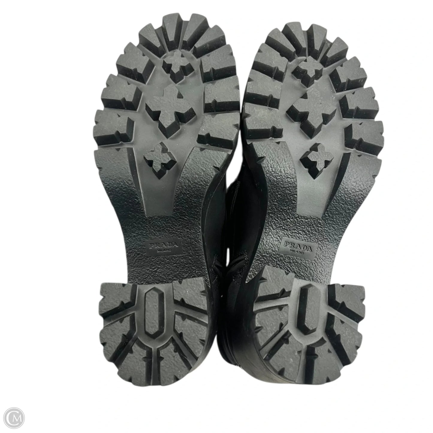 Boots Luxury Designer By Prada In Black, Size: 7