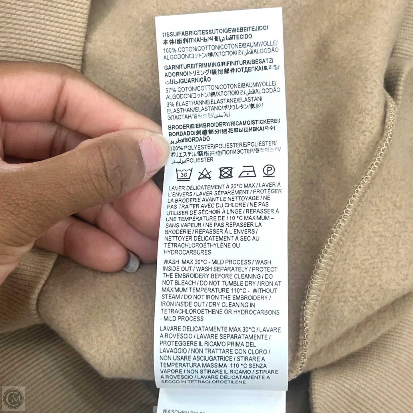 Sweatshirt Luxury Designer By Yves Saint Laurent In Tan & White, Size: M