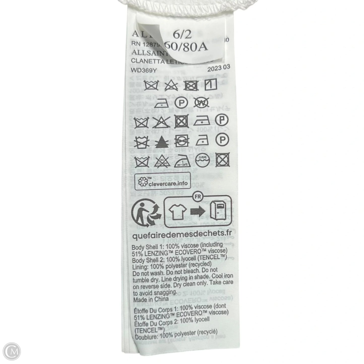 Dress Designer By All Saints In Blue & White, Size: Xs