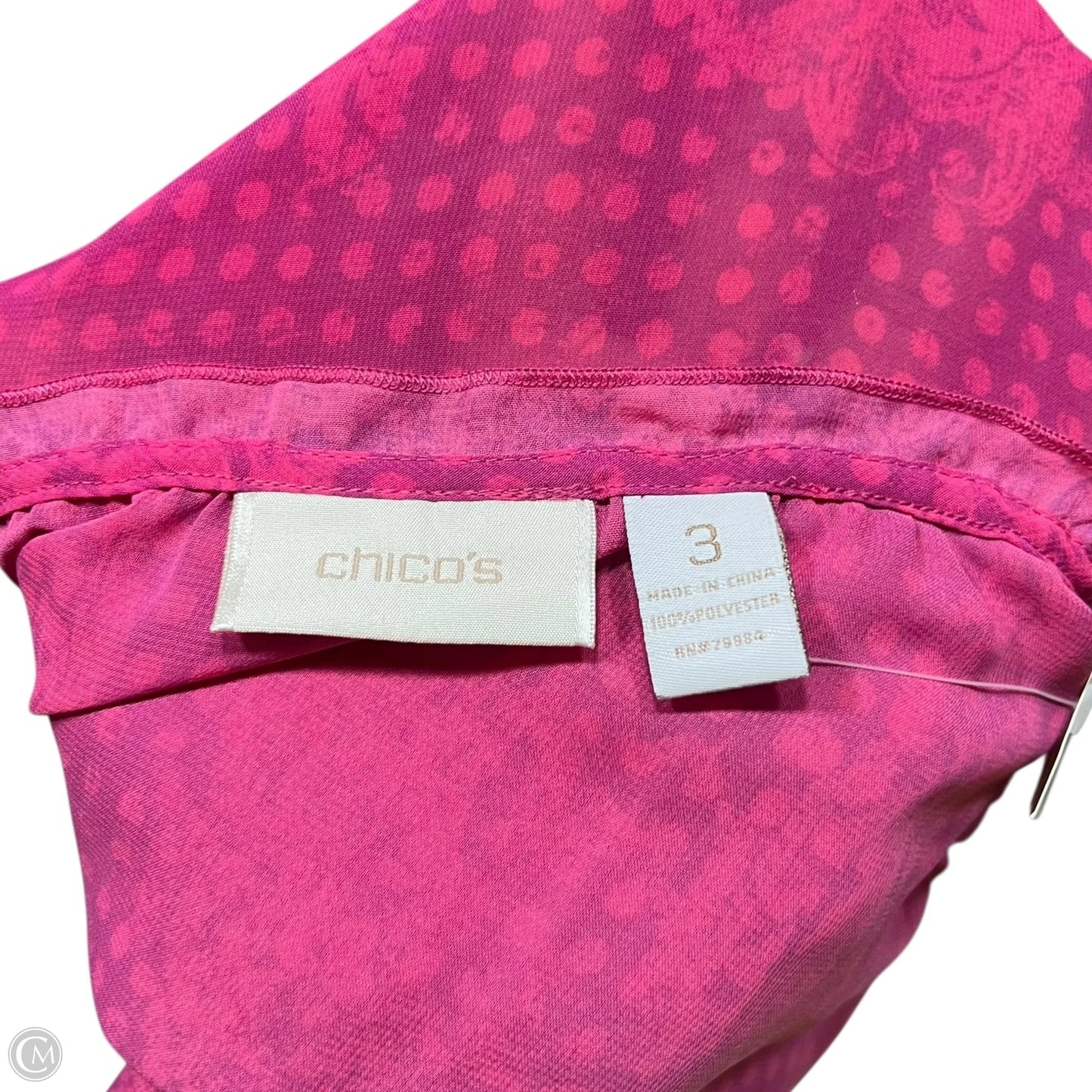 Top Short Sleeve By Chicos In Gold & Pink, Size: Xl