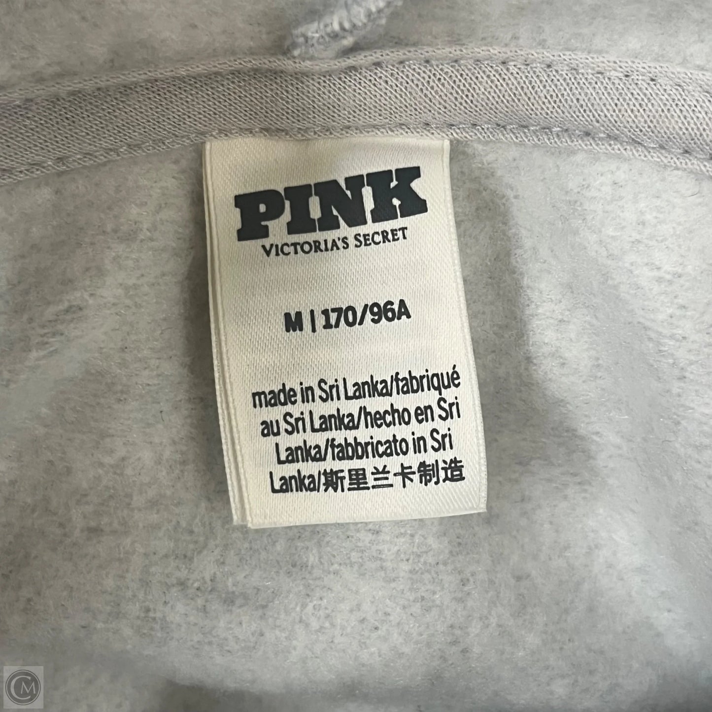Sweatshirt Hoodie By Pink In Grey, Size: M