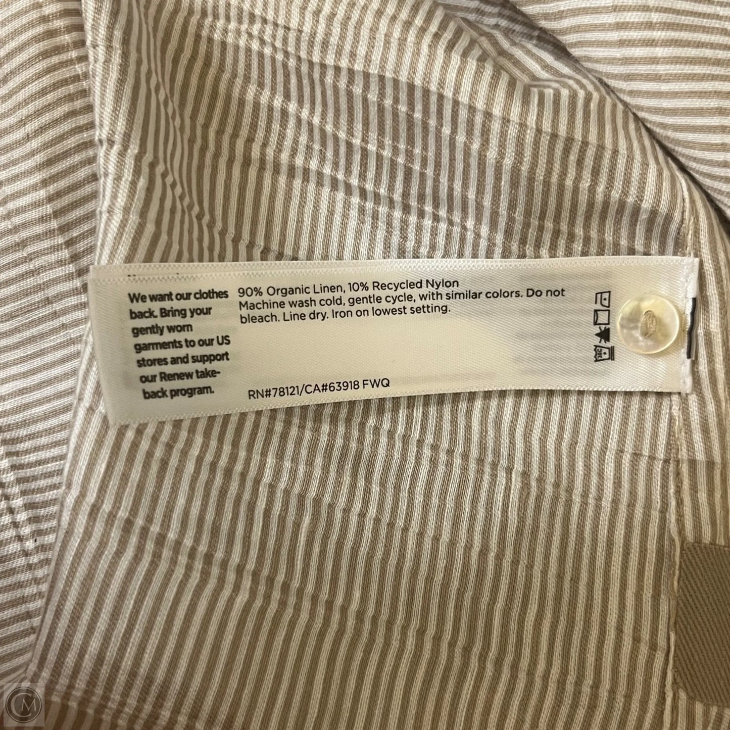 Top Sleeveless By Eileen Fisher In Tan & White, Size: Xl