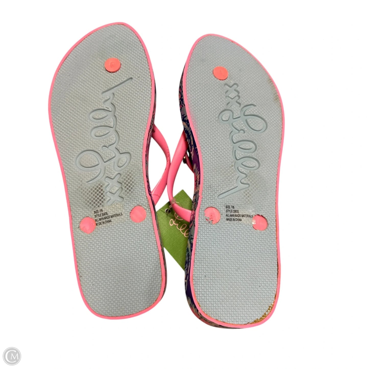 Sandals Designer By Lilly Pulitzer In Blue & Pink, Size: 7.5