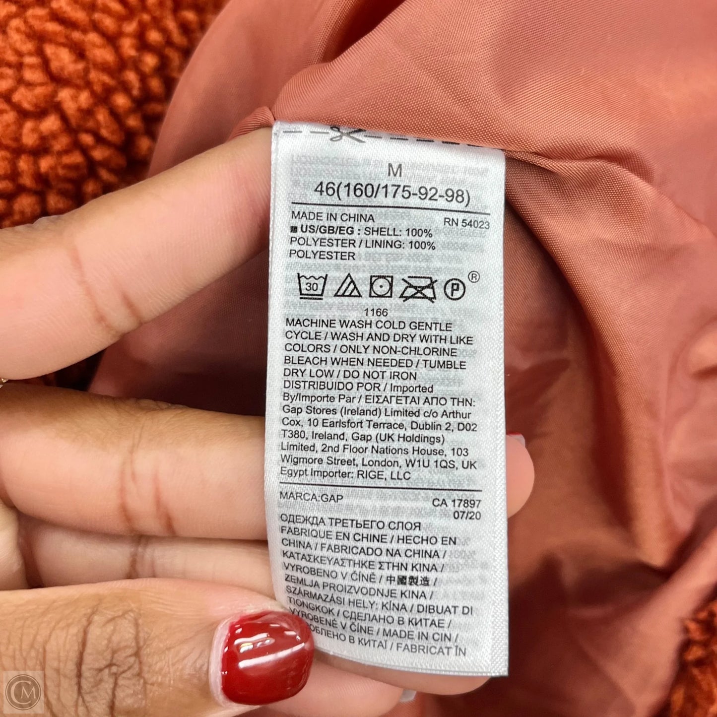 Coat Faux Fur & Sherpa By Gap In Orange, Size: M