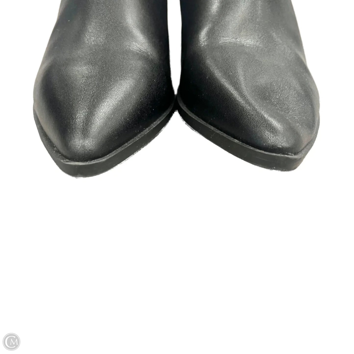 Boots Ankle Heels By Steve Madden In Black & Silver, Size: 6.5