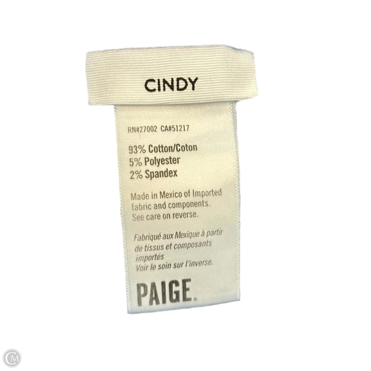 Jeans Skinny By Paige In Blue Denim, Size: 0
