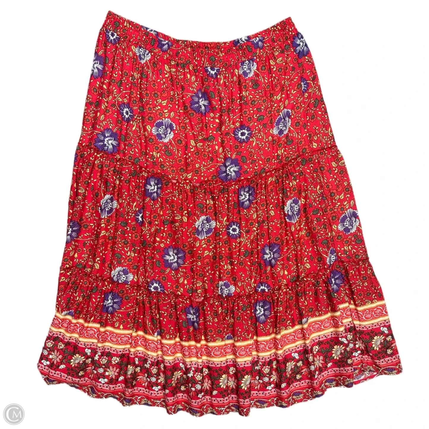Skirt Maxi By Hibluco In Red & Yellow, Size: Xxl