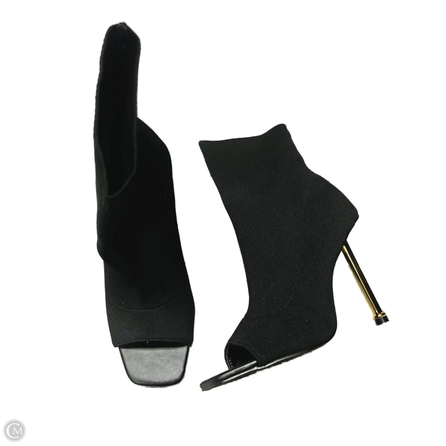 Sandals Heels Stiletto By Chase and Chloe In Black & Gold, Size: 8.5