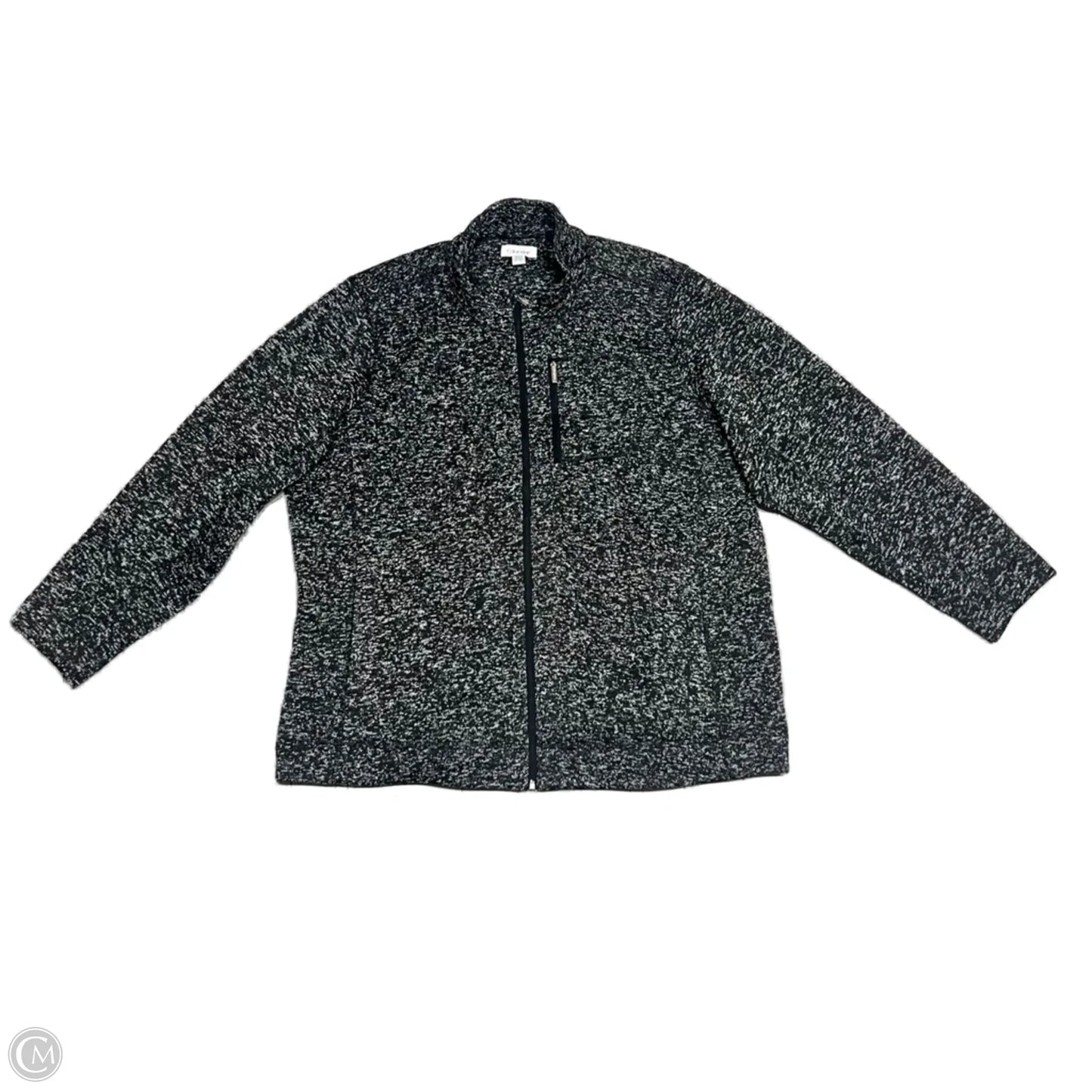 Jacket Faux Fur & Sherpa By Calvin Klein In Black & Grey, Size: 2x