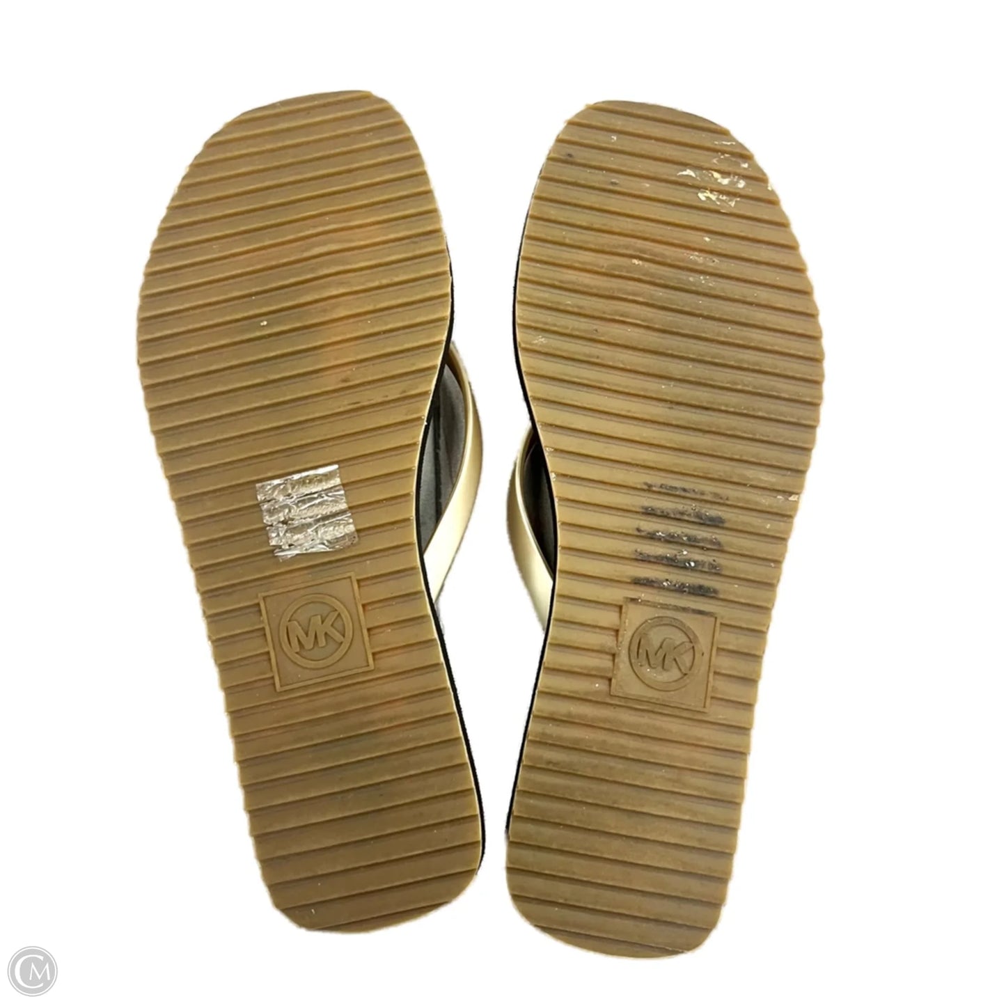Sandals Flip Flops By Michael By Michael Kors In Brown & Gold, Size: 10