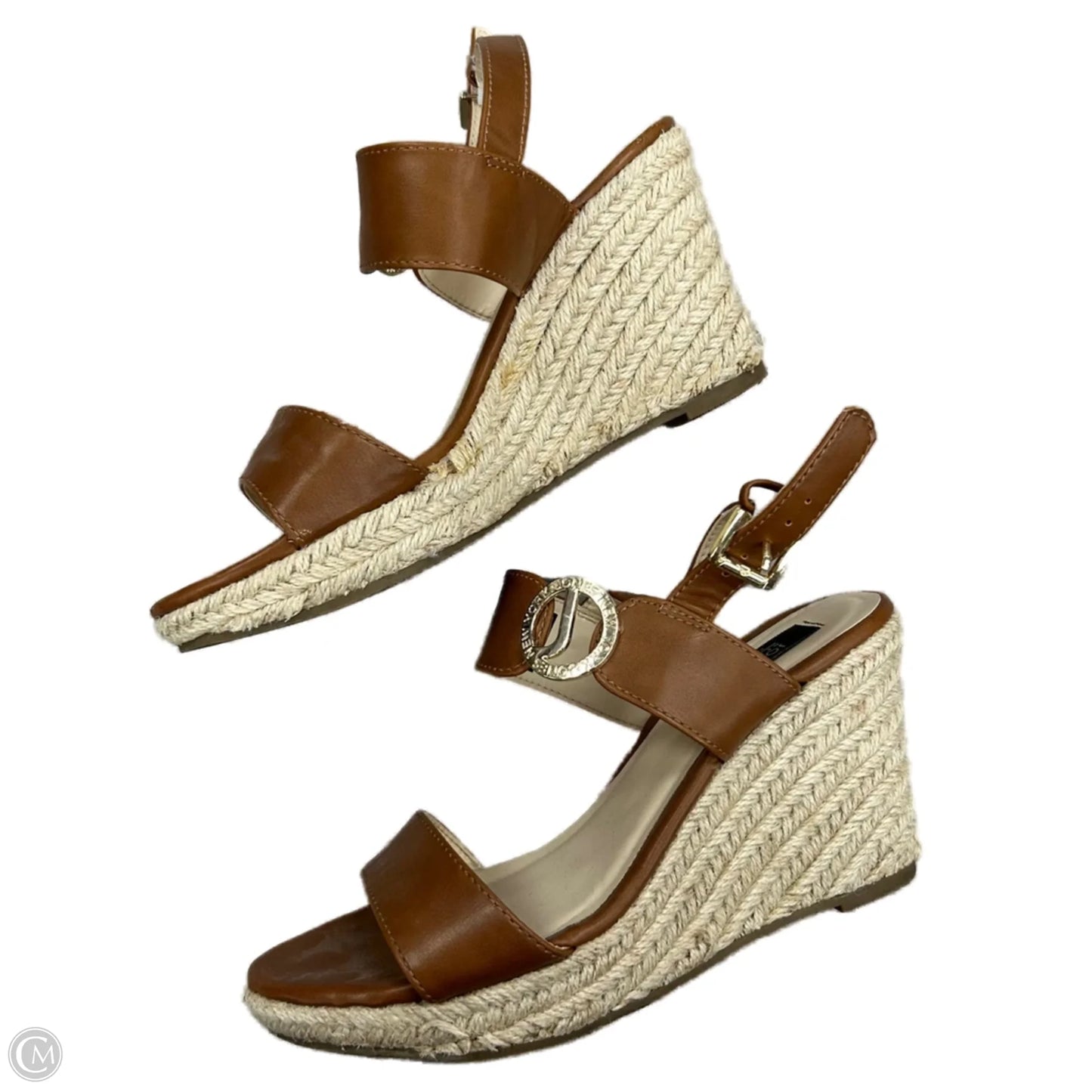 Sandals Heels Wedge By Jones New York In Brown & Cream, Size: 7