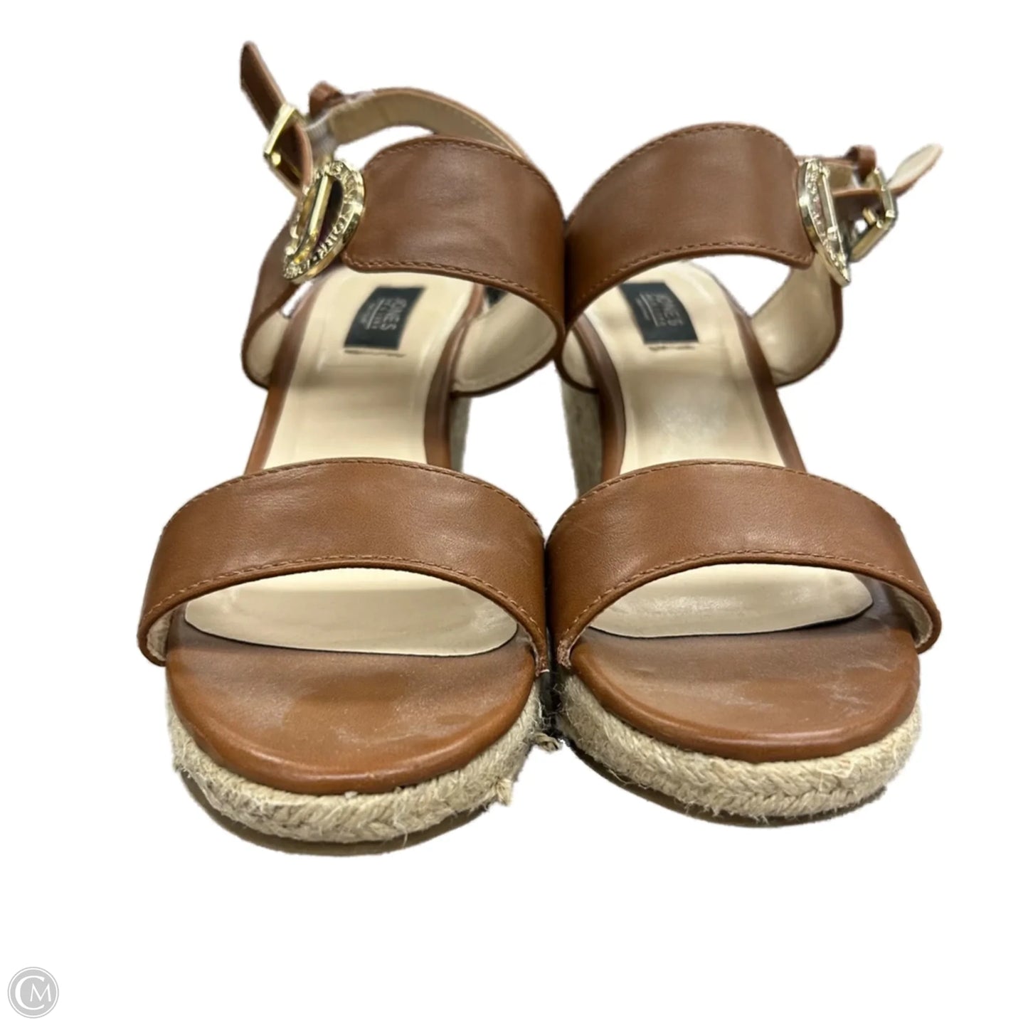 Sandals Heels Wedge By Jones New York In Brown & Cream, Size: 7