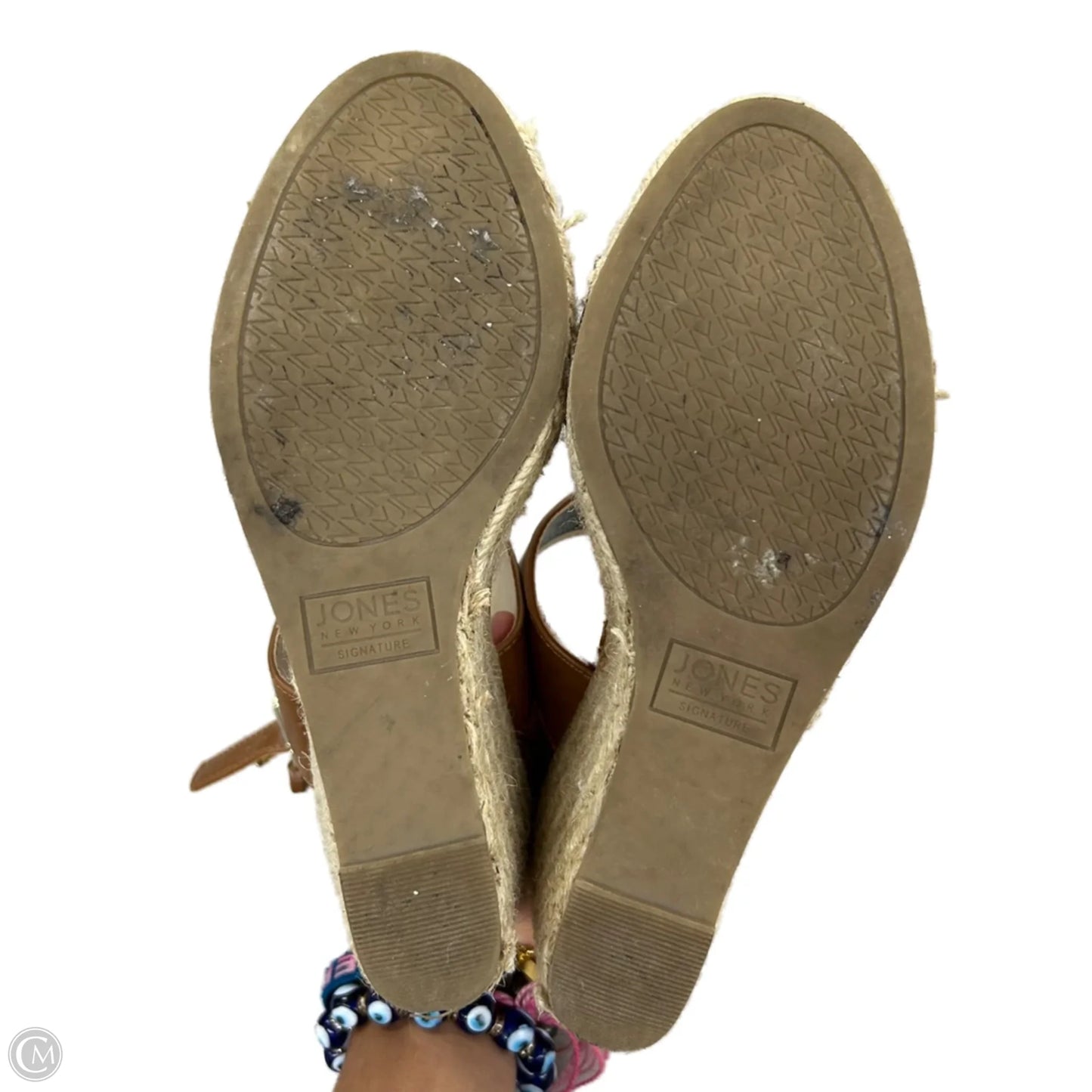 Sandals Heels Wedge By Jones New York In Brown & Cream, Size: 7