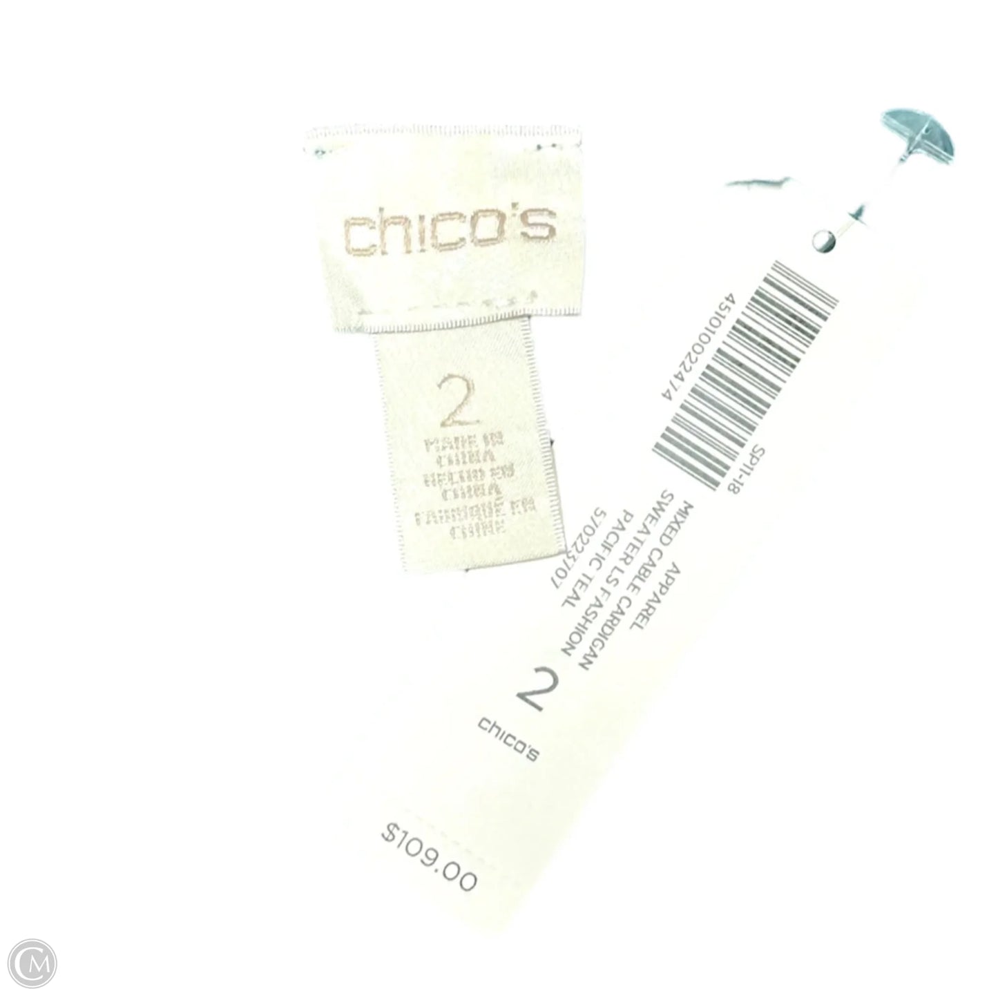 Sweater Cardigan By Chicos In Teal, Size: L
