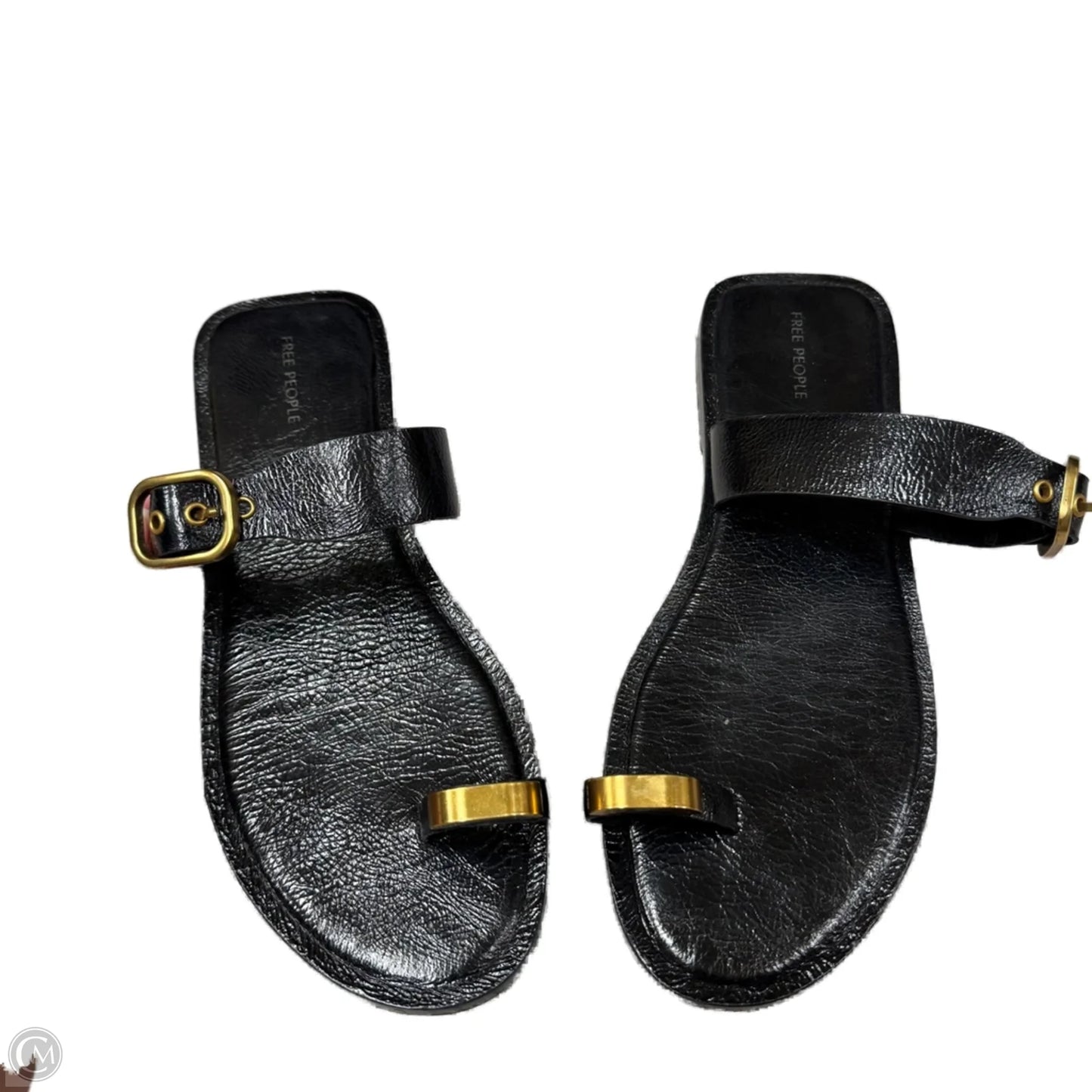 Sandals Flats By Free People In Black & Gold, Size: 9