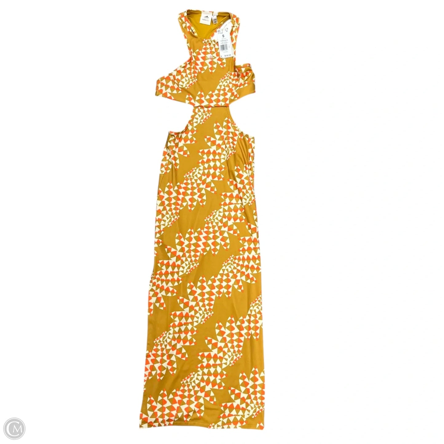 Dress Casual Maxi By Adidas x Farm Rio In Orange & Tan, Size: S