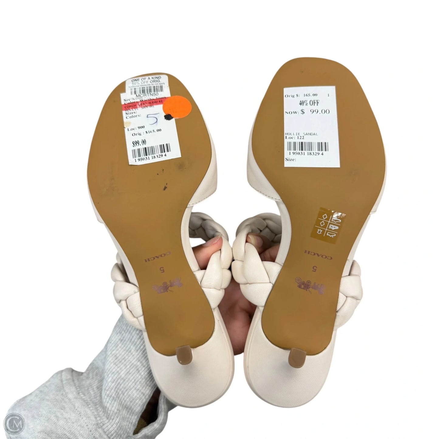 Sandals Designer By Coach In Ivory, Size: 5