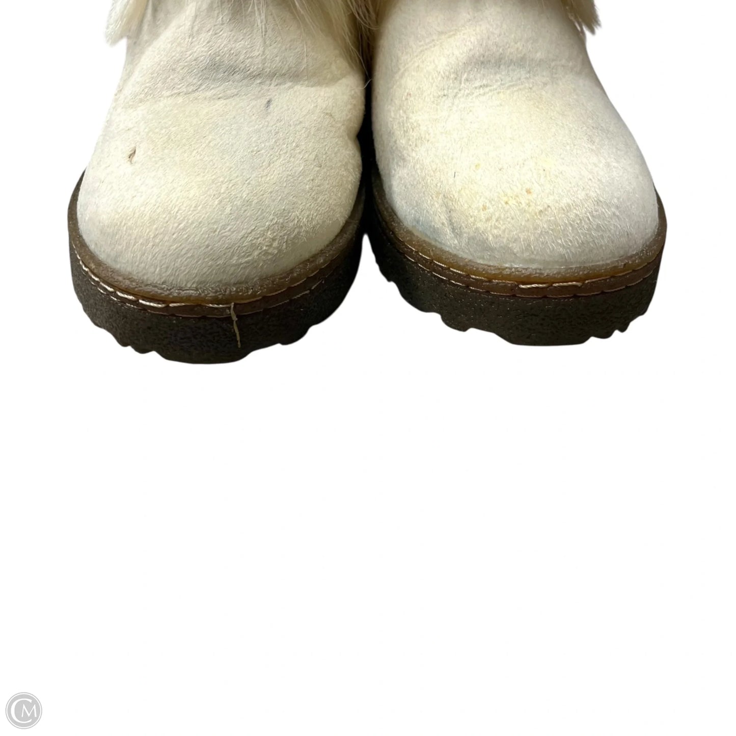 Boots Mid-calf Flats By Bearpaw In Cream & Tan, Size: 12