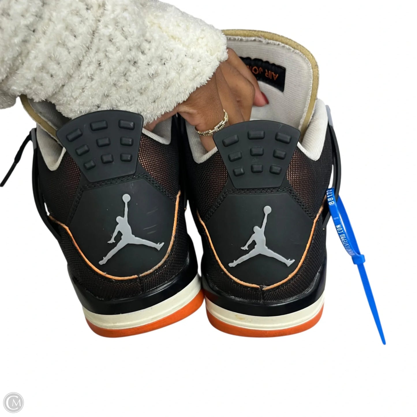 Shoes Luxury Designer By Jordan In Black & Orange, Size: 7