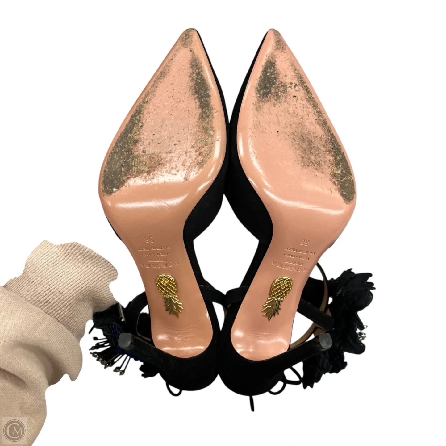 Shoes Designer By Aquazzura In Black & Blue, Size: 7.5