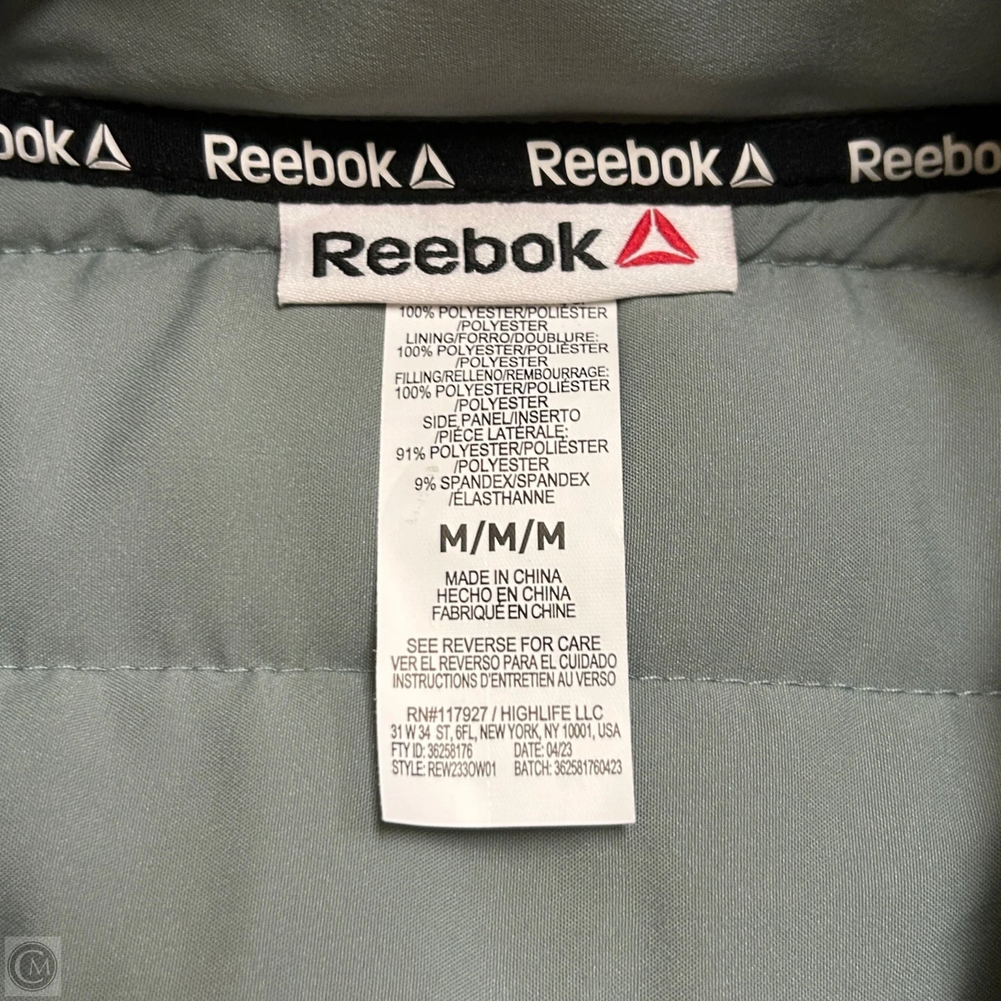Athletic Jacket By Reebok In Teal, Size: M