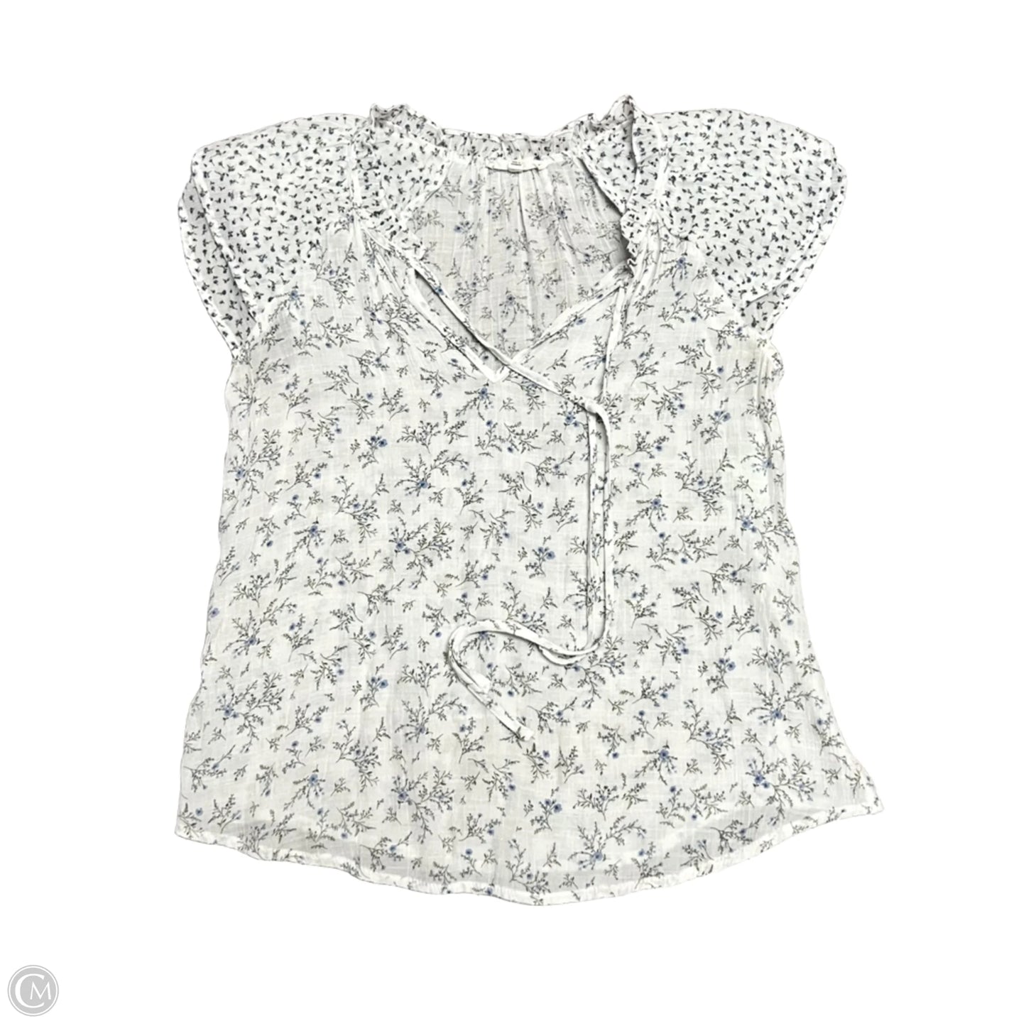Top Short Sleeve By Mine In Blue & White, Size: L