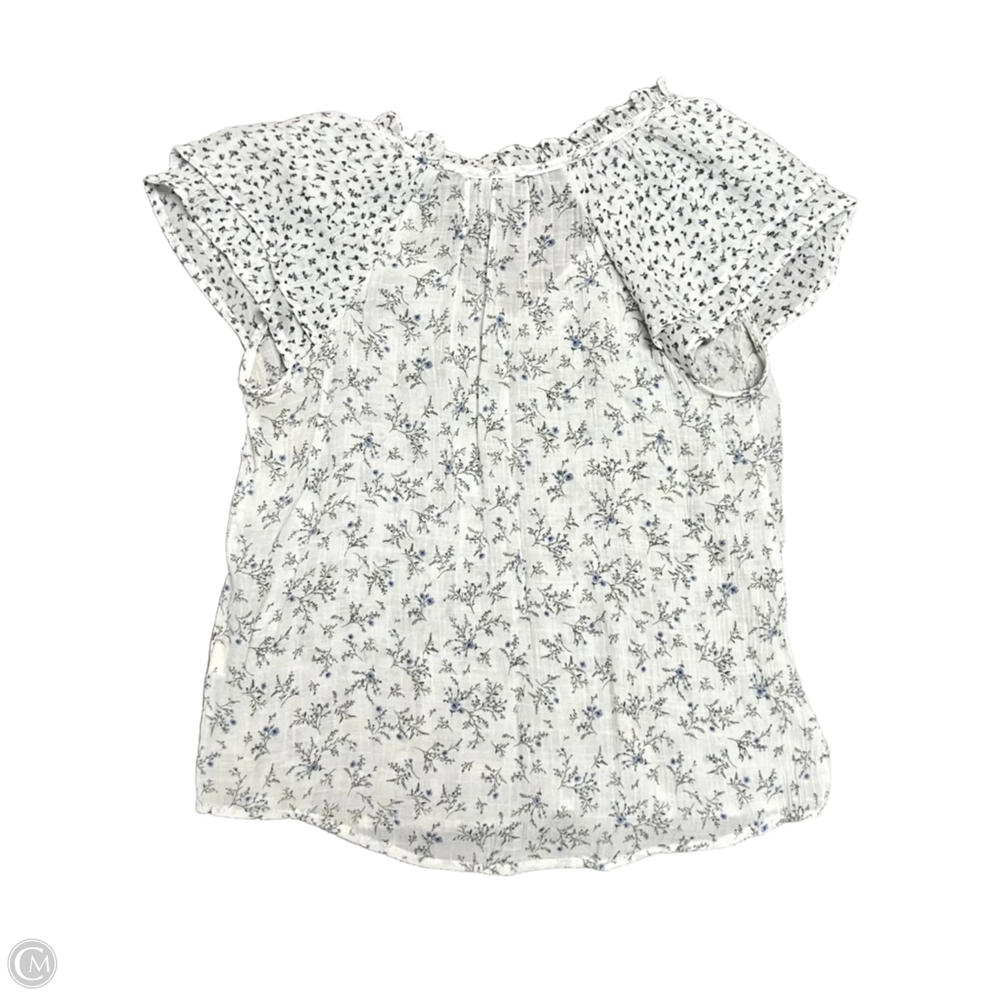 Top Short Sleeve By Mine In Blue & White, Size: L