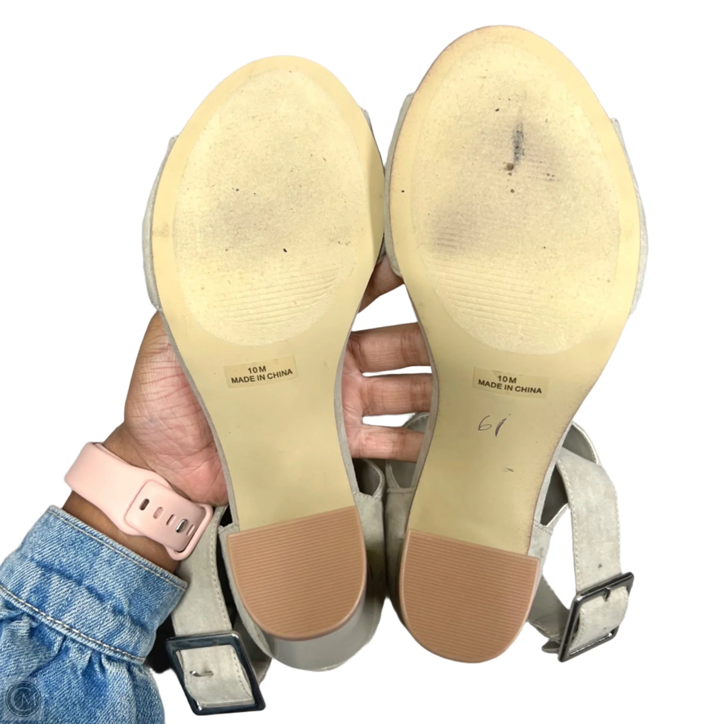 Sandals Heels Block Grey, Size: 10