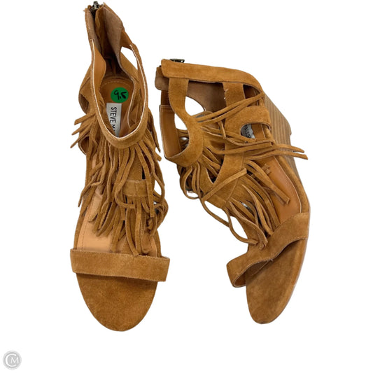 Sandals Heels Wedge By Steve Madden In Brown, Size: 9.5