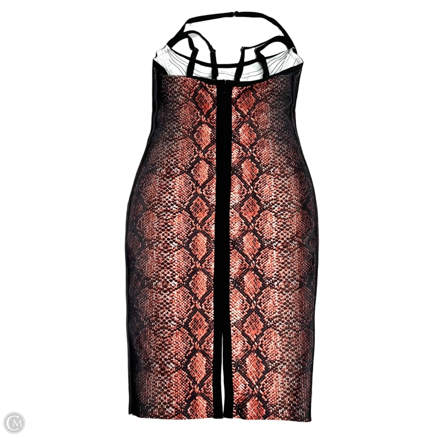 Dress Party Midi By Fashion Nova In Black & Orange, Size: Xl