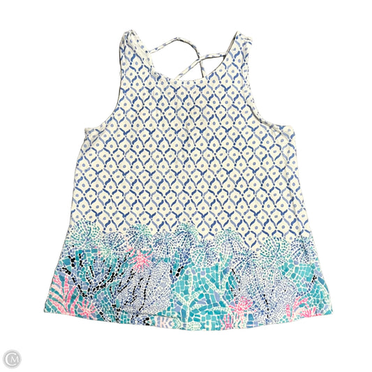 Top Short Sleeve Designer By Lilly Pulitzer In Blue & White, Size: S