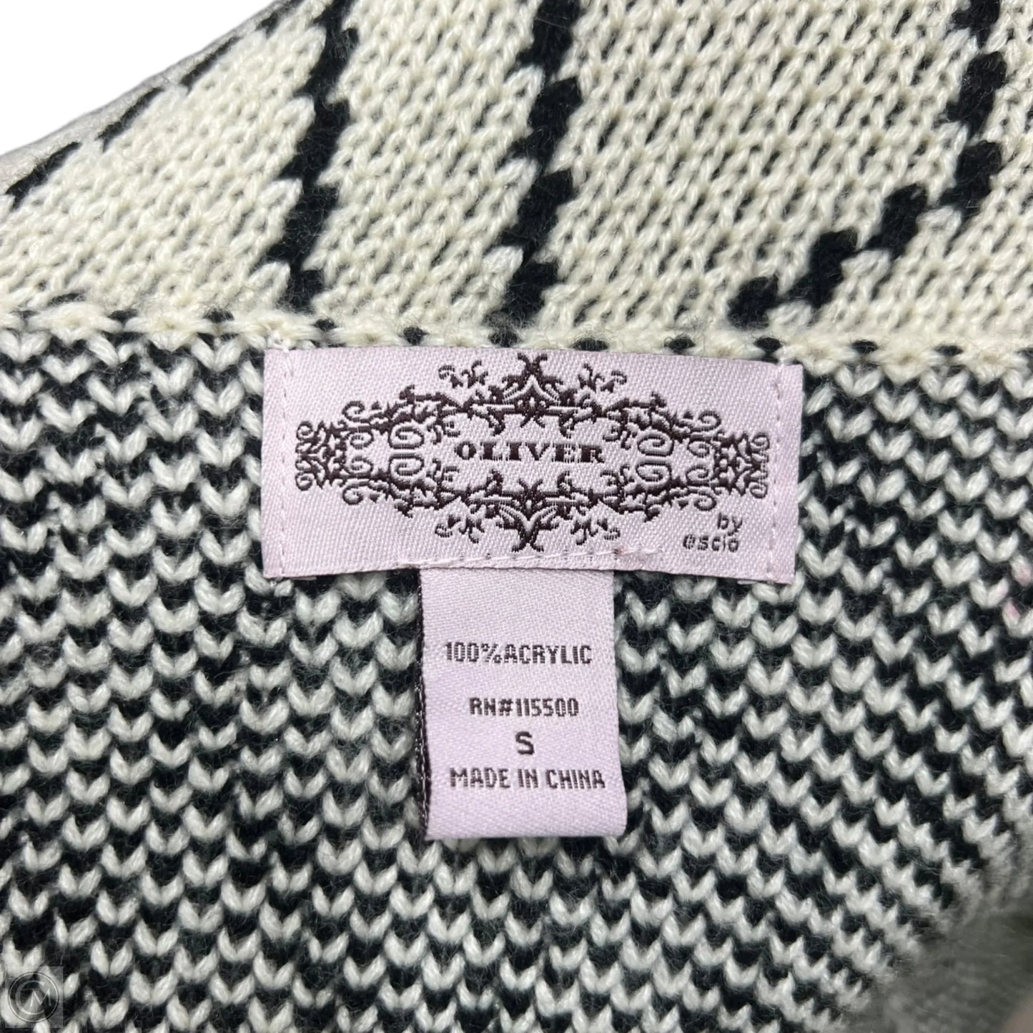 Cardigan By Oliver In Black & Cream, Size: S