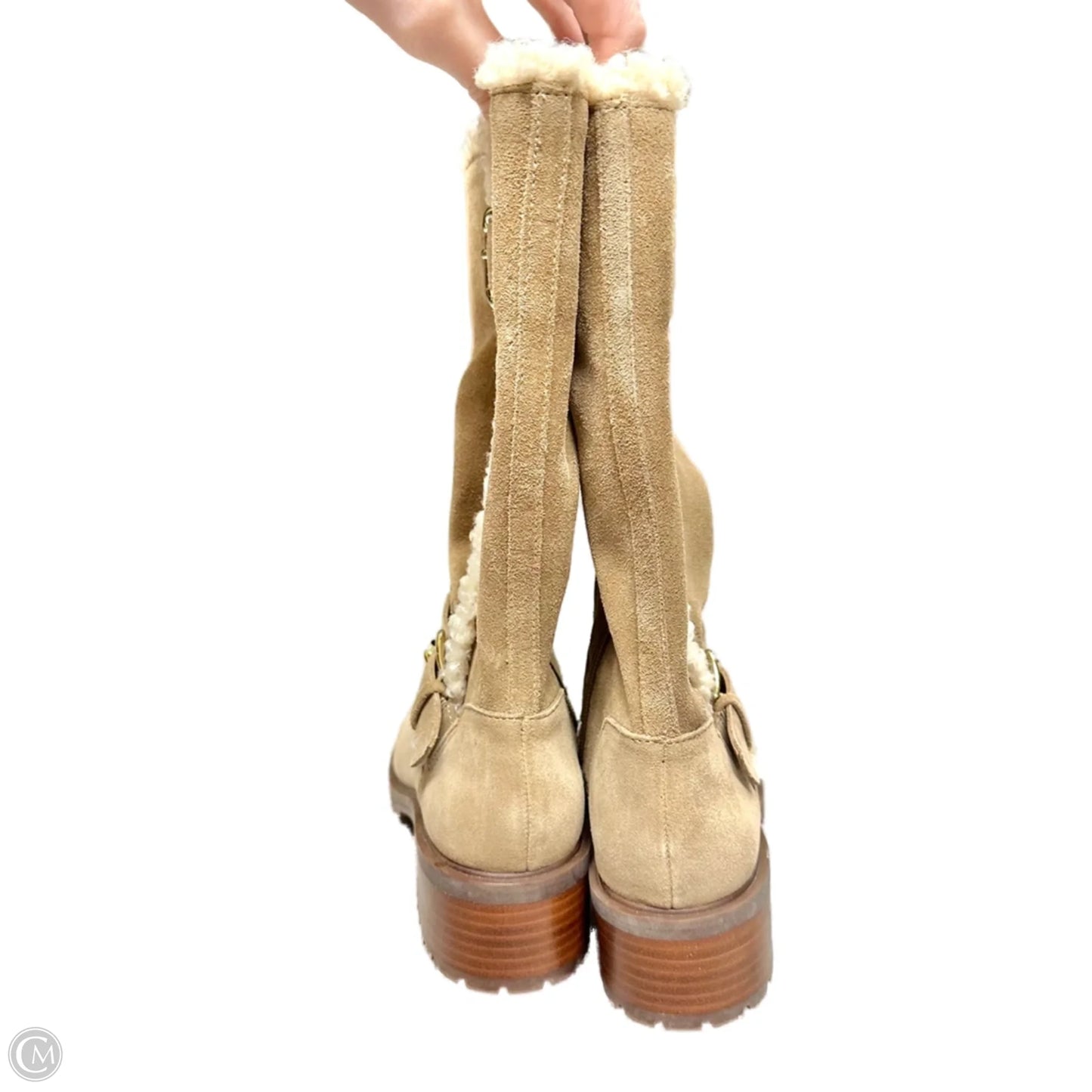 Boots Mid-calf Heels By Nordstrom In Brown & Cream, Size: 5