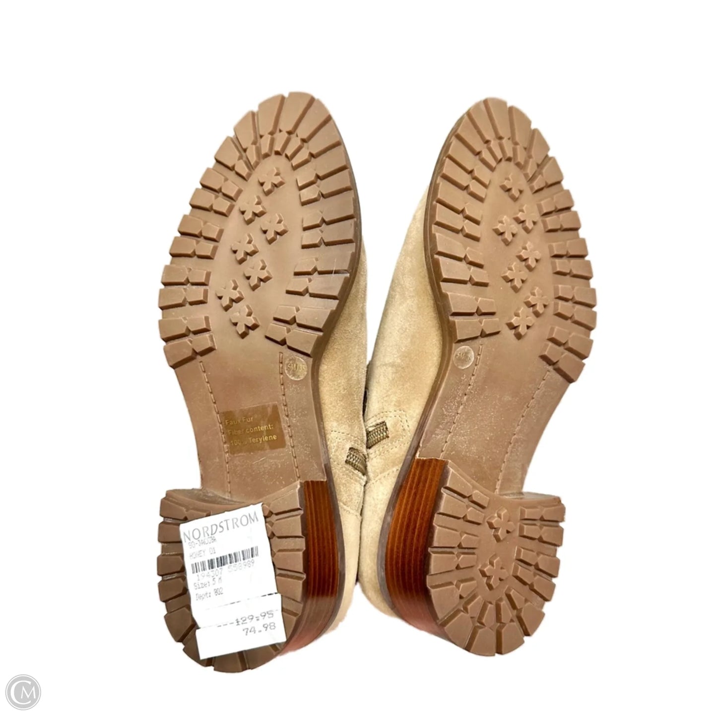 Boots Mid-calf Heels By Nordstrom In Brown & Cream, Size: 5