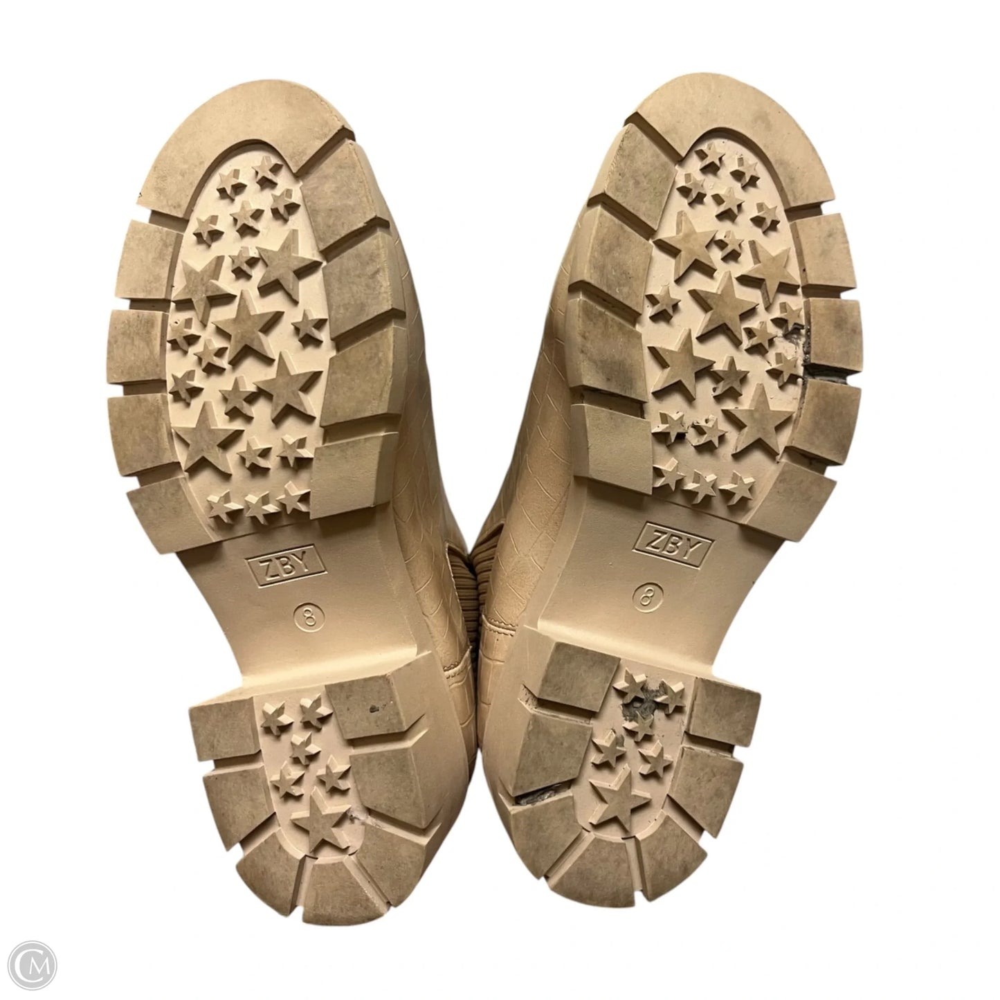 Boots Ankle Heels By Zby In Tan, Size: 8