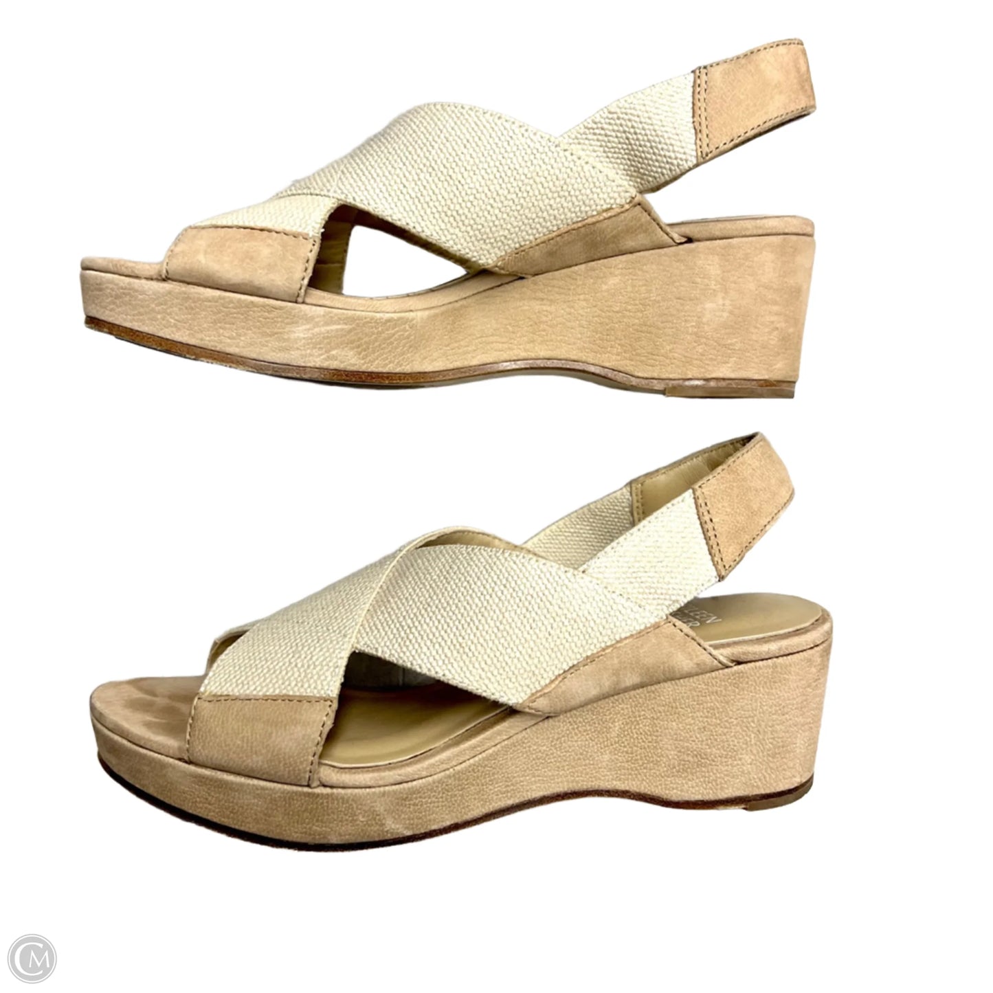 Sandals Heels Wedge By Eileen Fisher In Beige, Size: 5.5