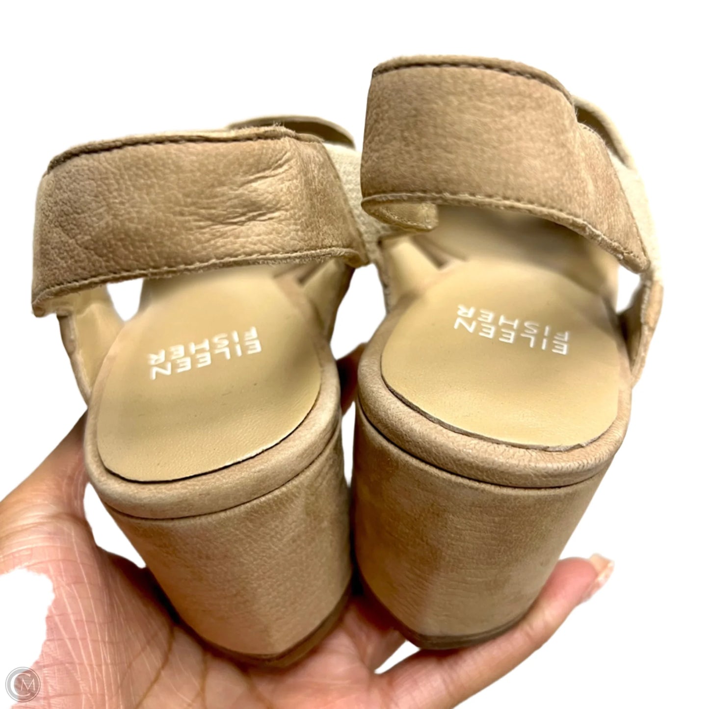Sandals Heels Wedge By Eileen Fisher In Beige, Size: 5.5